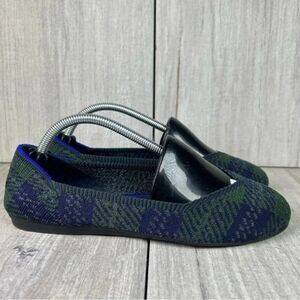 RARE RETIRED Rothy’s Forest Tartan Plaid Round Toe Ballet Flats Womens Size 6.5